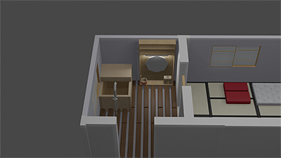 Badewanne und Schrank