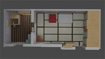 Bad und Schlafzimmer im japnaischen Stil